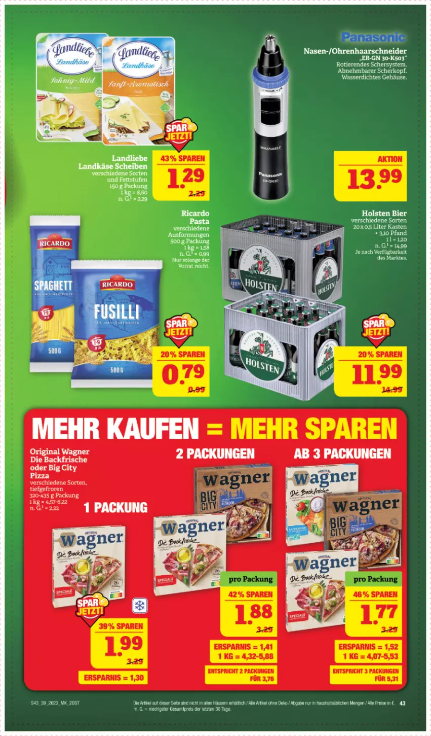 Aktueller Prospekt Marktkauf - Prospekt - von 24.09 bis 30.09.2023 - strona 43 - produkty: bier, eis, haarschneider, holsten, Käse, landkäse, ndk, pizza, reis, Ti, wasser