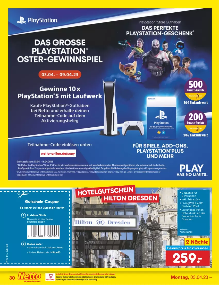 Aktueller Prospekt Netto Marken-Discount - Filial-Angebote - von 03.04 bis 08.04.2023 - strona 30 - produkty: coupon, eis, gutschein, gutscheine, LG, ndk, pool, reis, sony, Ti