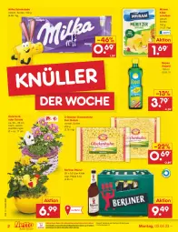 Gazetka promocyjna Netto Marken-Discount - Filial-Angebote - Gazetka - ważna od 08.04 do 08.04.2023 - strona 2 - produkty: berliner, bestpreis, eier, eis, Käse, käsescheiben, korb, milka, milka schokolade, milram, ndk, nudel, nudeln, pils, pilsner, rapso, rapsöl, reis, Schal, Schale, schoko, schokolade, Ti