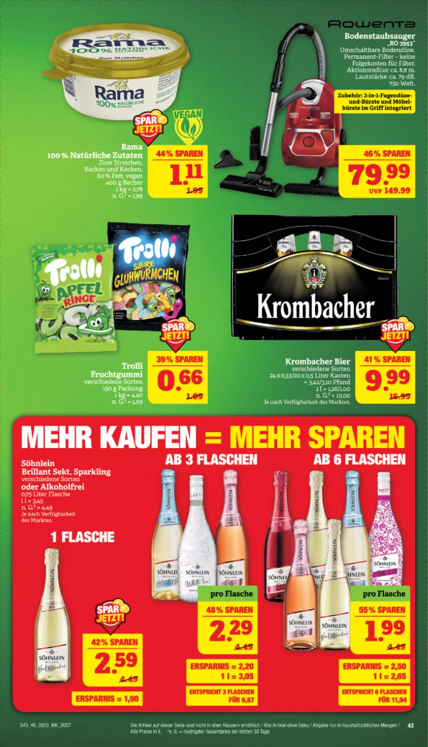 Aktueller Prospekt Marktkauf - Prospekt - von 12.11 bis 18.11.2023 - strona 43 - produkty: alkohol, bodenstaubsauger, brillant sekt, flasche, krombache, krombacher, Schal, sekt, söhnlein, söhnlein brillant, staubsauger, Ti, umschaltbare bodendüse