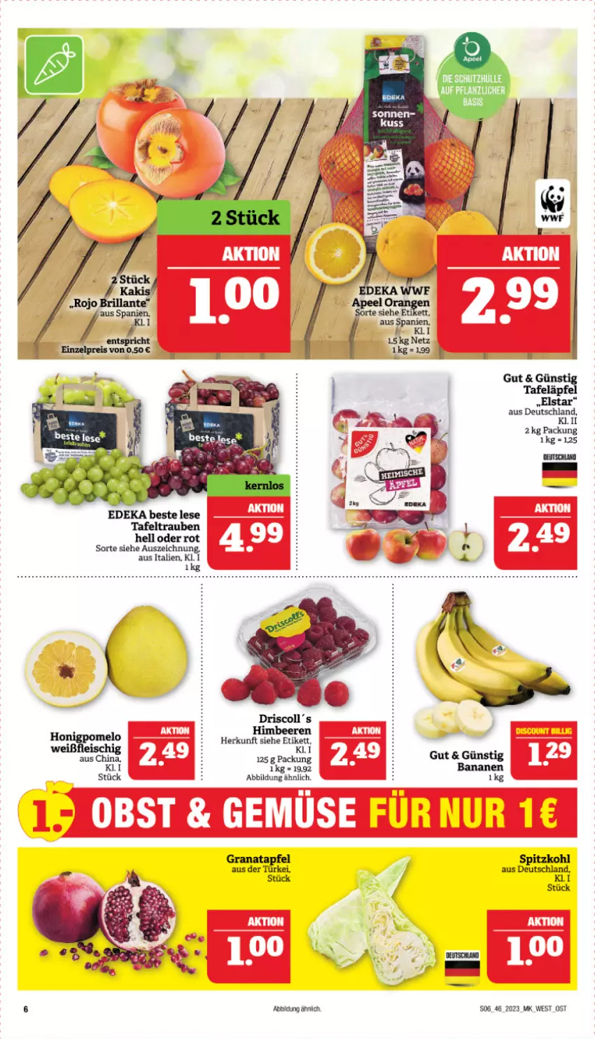 Aktueller Prospekt Marktkauf - Prospekt - von 12.11 bis 18.11.2023 - strona 6 - produkty: apfel, banane, bananen, grana, granatapfel, Rana, spitzkohl, tafeltrauben, Ti, trauben