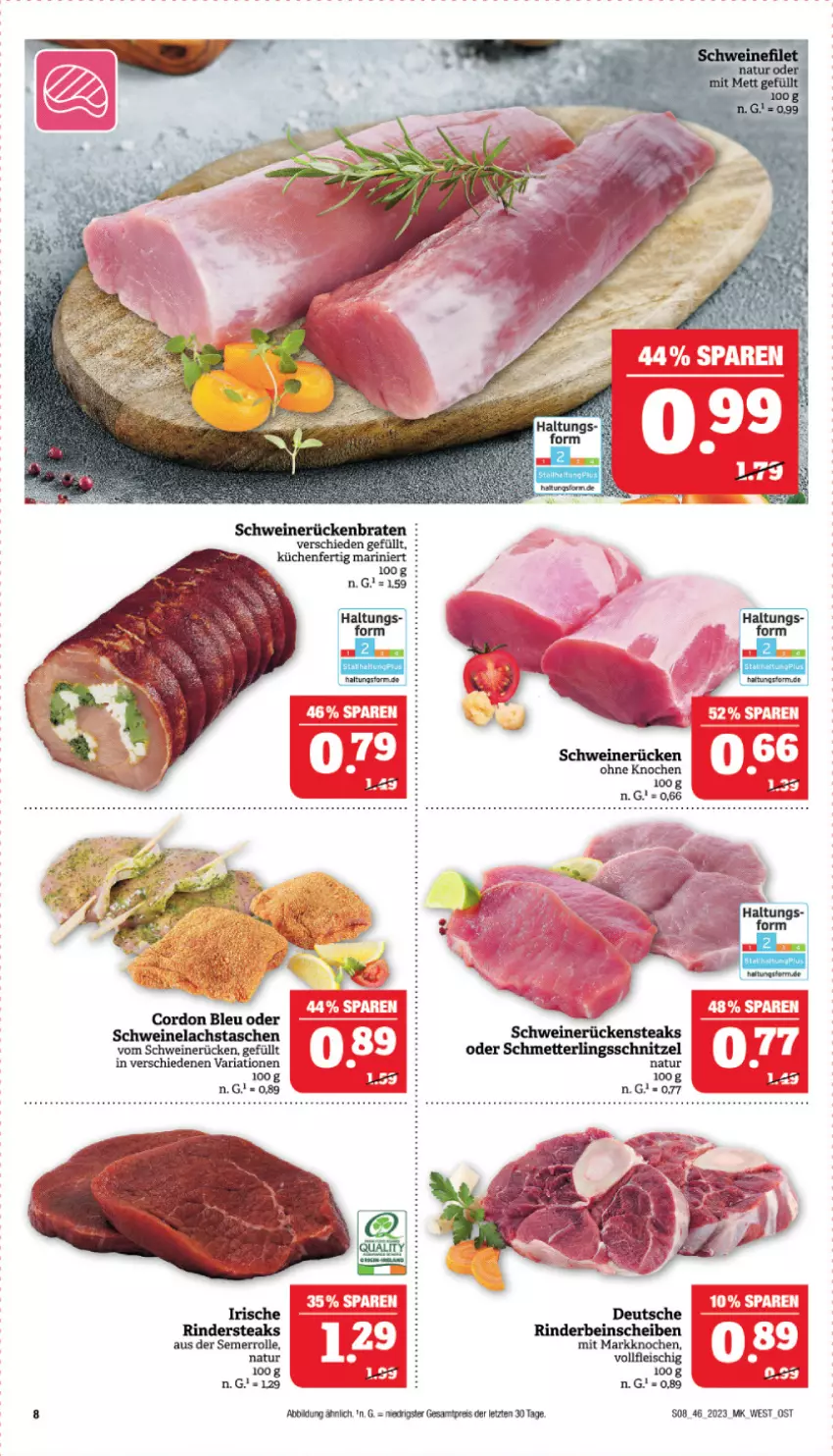 Aktueller Prospekt Marktkauf - Prospekt - von 12.11 bis 18.11.2023 - strona 8 - produkty: braten, eis, fleisch, küche, Küchen, natur, reis, Ria, rind, rinder, Rindersteak, Rückenbraten, schwein, schweine, schweinerücken, steak, steaks, Ti, wein, weine, ZTE