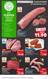 Gazetka promocyjna Kaufland - Prospekt - Gazetka - ważna od 10.01 do 10.01.2024 - strona 19 - produkty: angebot, angebote, besteck, bratwurst, eis, elle, filet, fleisch, geschirr, grobe bratwurst, ilag, Kalbfleisch, kalbsschnitzel, kräuter, kräutern, medaillons, Nackensteak, nuss, rind, rinder, Rinderhüfte, saft, schnitzel, schwein, schweine, schweinefilet, schweinenacken, steak, teller, Ti, wein, weine, wurst