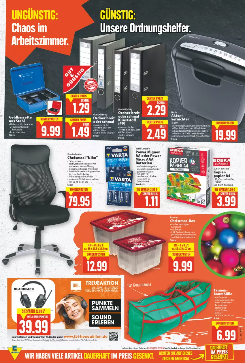 Aktueller Prospekt E Center - Angebote der Woche - von 03.01 bis 08.01.2022 - strona 19 - produkty: armlehnen, auto, batterie, batterien, Bau, Brei, chefsessel, deka, dell, eis, jbl, kraft, LG, longlife, Mode, ordner, papier, reis, Schmuck, sessel, Sitzhöhe, sitzhöhenverstellung, sonderposten, Tannenbaum, Ti, tisch, varta