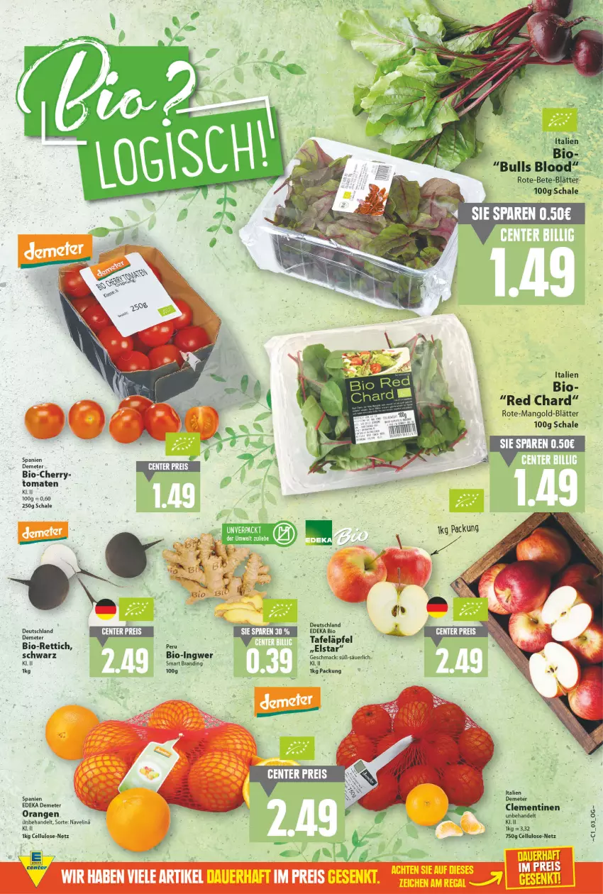 Aktueller Prospekt E Center - Angebote der Woche - von 03.01 bis 08.01.2022 - strona 3 - produkty: bio, Dany, deka, edeka bio, eis, ente, ingwer, mac, mango, navelina, orange, orangen, reis, Rettich, Schal, Schale, tafeläpfel, Ti, tomate, tomaten