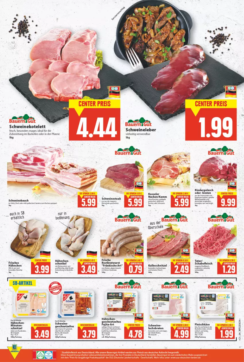 Aktueller Prospekt E Center - Angebote der Woche - von 03.01 bis 08.01.2022 - strona 4 - produkty: backofen, Bau, braten, bratwurst, eis, elle, fleisch, fleischkäse, geschnetzeltes, gewürz, gulasch, gyros, henkel, jungbullen, kalbsschnitzel, Käse, kasseler, kotelett, küche, Kugel, lachs, Lachsbraten, Nestea, Ofen, paprika, pfanne, reifen, rind, rinder, rindergulasch, rindfleisch, rostbratwurst, rwe, saft, Schal, Schale, schenkel, schnitten, schnitzel, schwein, schweine, Schweinebauch, schweinekotelett, Schweineleber, steak, Ti, wein, weine, wurst, Zelt