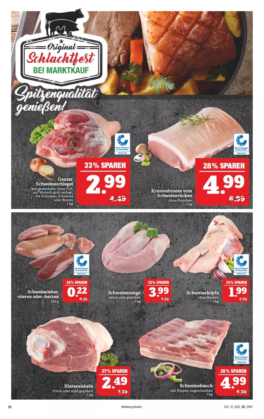 Aktueller Prospekt Marktkauf - Prospekt - von 20.03 bis 26.03.2022 - strona 10 - produkty: Bau, braten, krustenbraten, natur, Rippen, schinken, schnitten, schnitzel, schwein, schweine, Schweinebauch, wein, weine