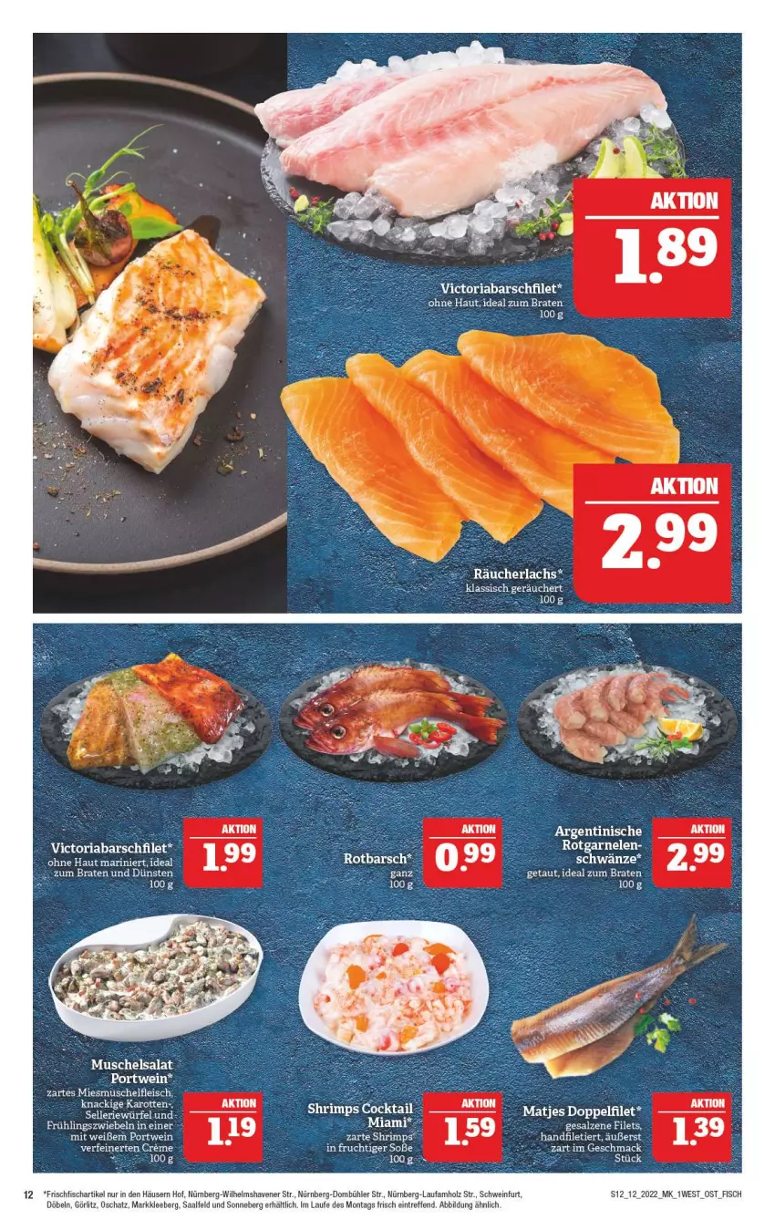 Aktueller Prospekt Marktkauf - Prospekt - von 20.03 bis 26.03.2022 - strona 12 - produkty: braten, eis, filet, filets, fisch, frischfisch, garnelen, Holz, ideal zum braten, karotten, lachs, mac, Portwein, Räucherlachs, Ria, salz, schwein, Ti, Tiere, wein, zwiebel, zwiebeln