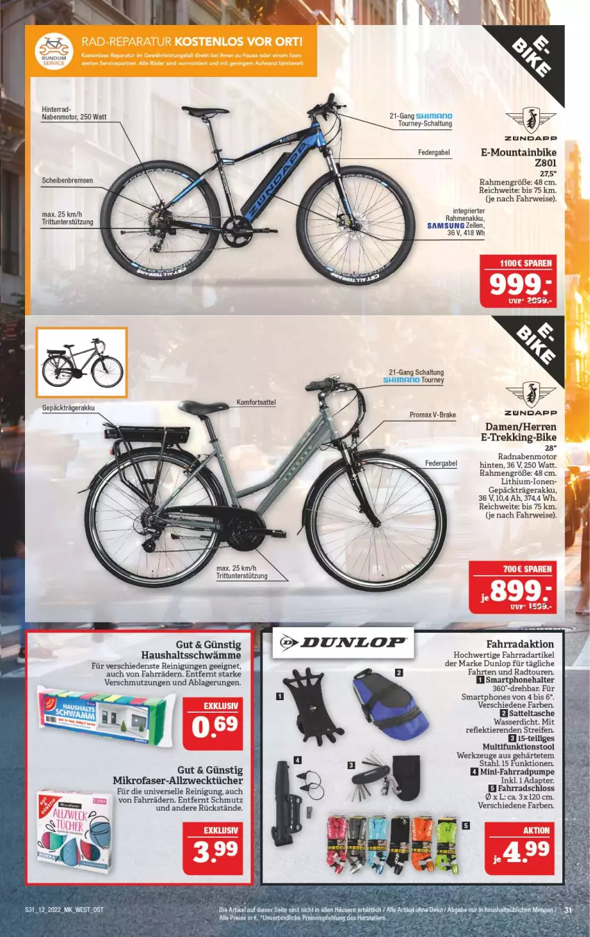 Aktueller Prospekt Marktkauf - Prospekt - von 20.03 bis 26.03.2022 - strona 31 - produkty: adapter, akku, Allzwecktücher, dunlop, eis, elle, Fahrrad, Fahrradschloss, gabel, mikrofaser, Mountainbike, promax, reifen, Reinigung, rwe, sattel, Schal, shimano, smartphone, smartphones, Tasche, tee, Ti, Tiere, tücher, wasser, weck, werkzeug, werkzeuge, zundapp