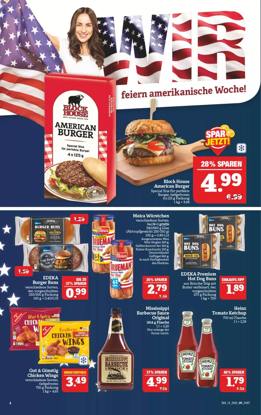 Aktueller Prospekt Marktkauf - Prospekt - von 20.03 bis 26.03.2022 - strona 4 - produkty: barbecue, bockwurst, burger, burger buns, chicken wings, deka, flasche, Geflügel, gin, heinz, hot dog, Hot Dog Buns, ketchup, leine, meica, saft, sauce, schnitten, Ti, tomato ketchup, wurst, würstchen