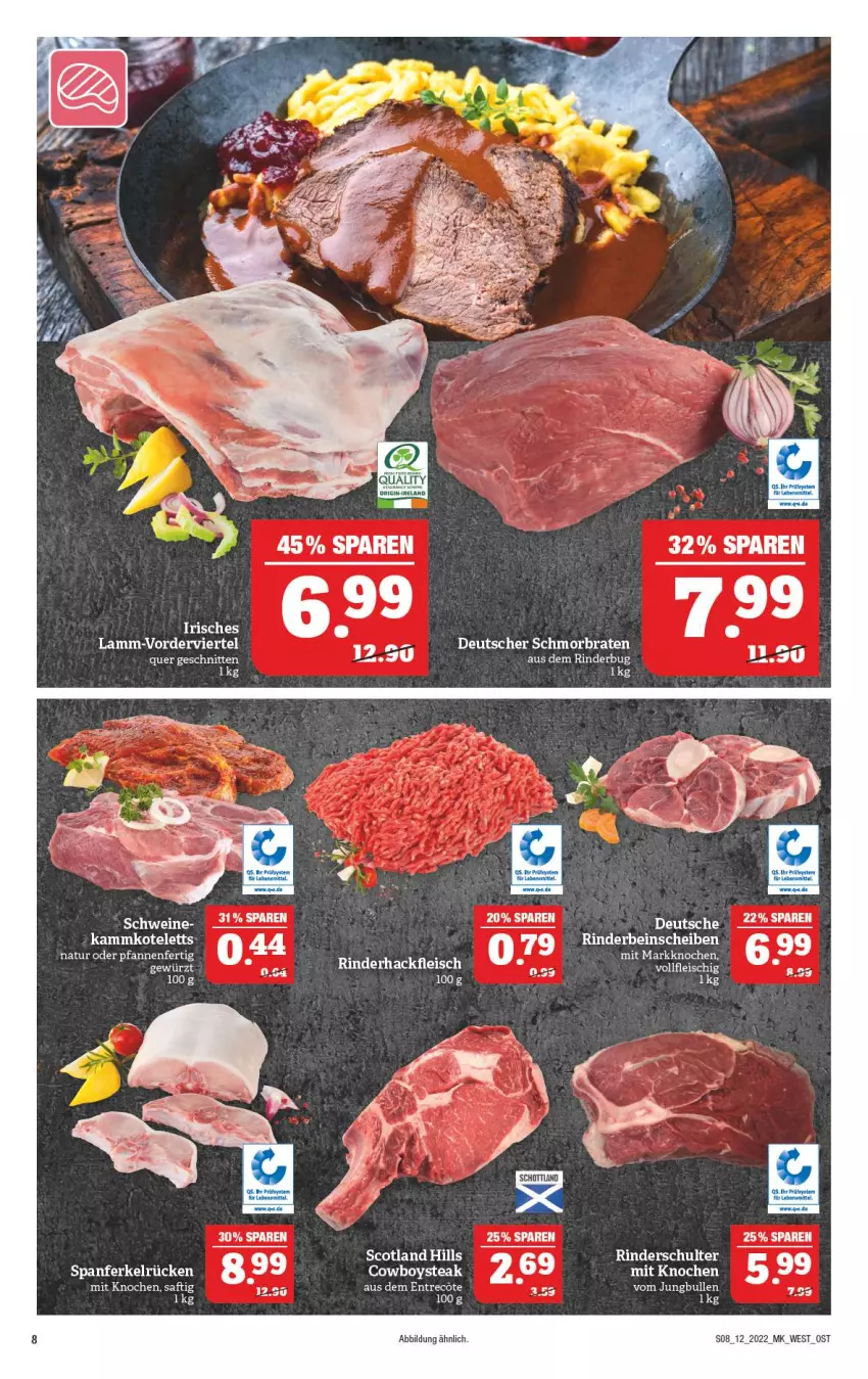 Aktueller Prospekt Marktkauf - Prospekt - von 20.03 bis 26.03.2022 - strona 8 - produkty: braten, eis, fleisch, gewürz, kotelett, lamm, rind, rinder, schmorbraten, schnitten, schwein, schweine, steak, wein, weine