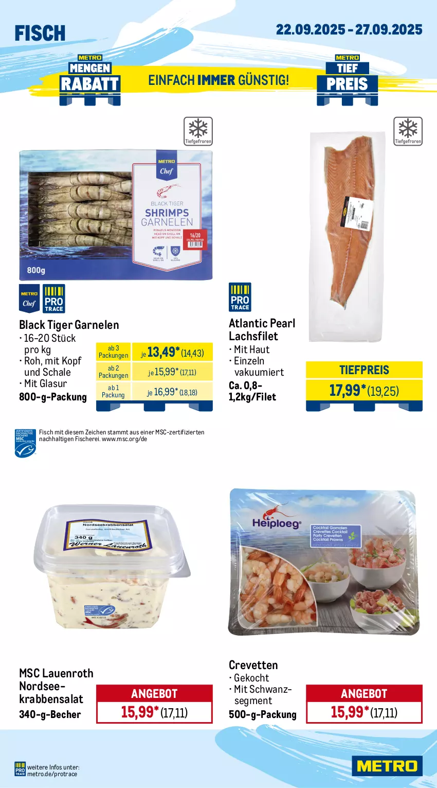 Aktueller Prospekt Metro - Wochen-Angebote - von 22.09 bis 27.09.2025 - strona 6 - produkty: ananas, angebot, Becher, beere, beeren, eis, filet, fisch, fische, Fischer, garnelen, grana, Granatäpfel, himbeer, himbeere, himbeeren, lachs, lachsfilet, lack, mango, Metro, Nordsee, obst, Rana, reis, salat, Schal, Schale, Schere, Ti, tiefpreis