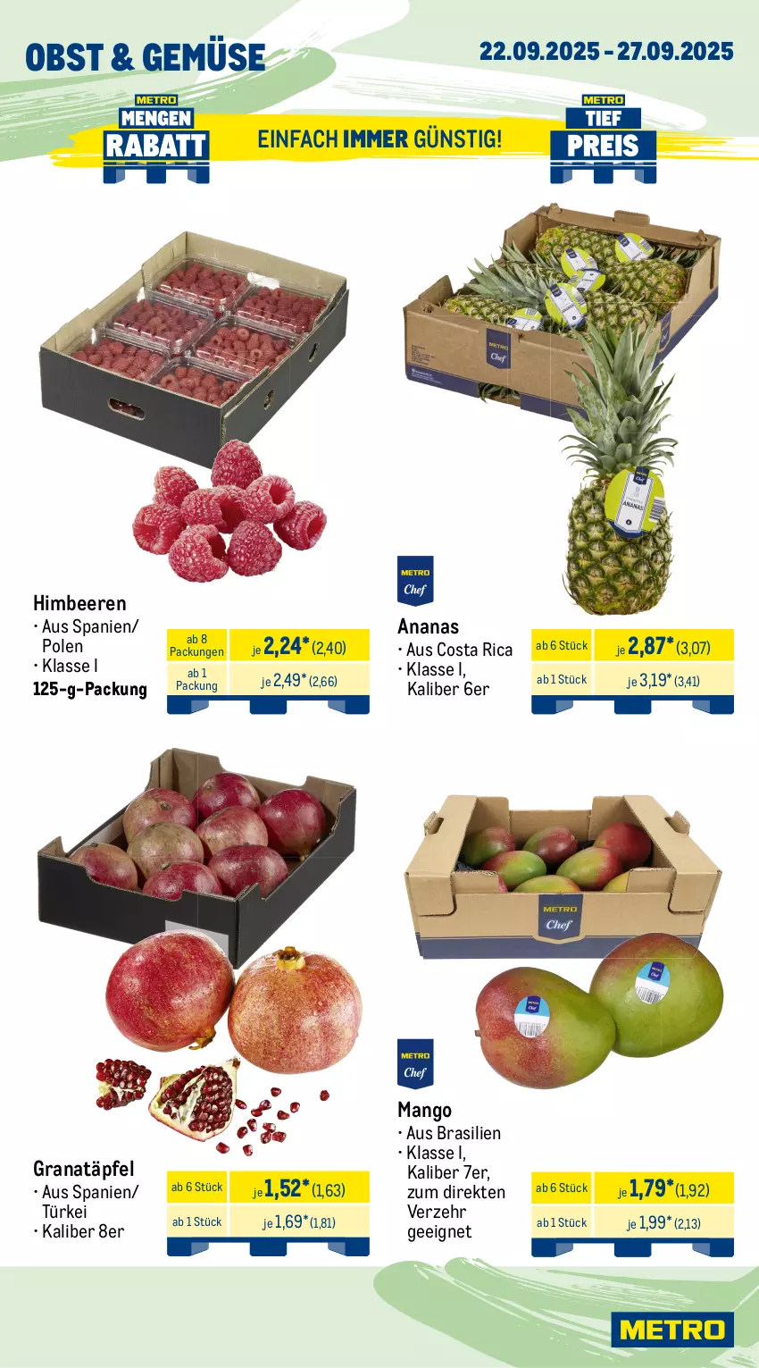 Aktueller Prospekt Metro - Wochen-Angebote - von 22.09 bis 27.09.2025 - strona 7 - produkty: ananas, angebot, Becher, beere, beeren, eis, filet, fisch, fische, Fischer, garnelen, grana, Granatäpfel, himbeer, himbeere, himbeeren, lachs, lachsfilet, lack, mango, Metro, Nordsee, obst, Rana, reis, salat, Schal, Schale, Schere, Ti, tiefpreis