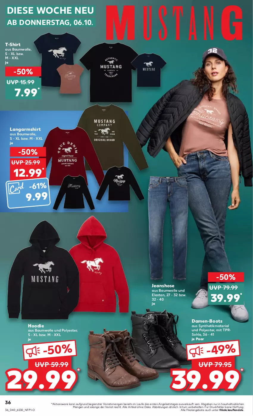 Aktueller Prospekt Kaufland - von 06.10 bis 12.10.2022 - strona 36 - produkty: angebot, angebote, Bau, baumwolle, hose, jeans, Langarmshirt, Ria, shirt, T-Shirt, Ti, wolle, ZTE