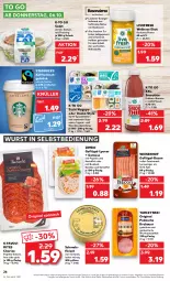 Gazetka promocyjna Kaufland - Gazetka - ważna od 12.10 do 12.10.2022 - strona 26 - produkty: angebot, auer, bacon, banane, Becher, brokkoli, chorizo, dressing, eis, Faktu, fleisch, Geflügel, getränk, gin, ingwer, kaffee, kartoffel, krakauer, lyoner, mac, malz, mit paprika, paprika, saft, salami, salat, sauce, Schal, Schale, Schmalz, schwein, smoothie, soja, sojasauce, Spezi, starbucks, Sushi, Ti, wasa, wein, wiesenhof, wurst, wurst in selbstbedienung, Yo, zimbo, ZTE