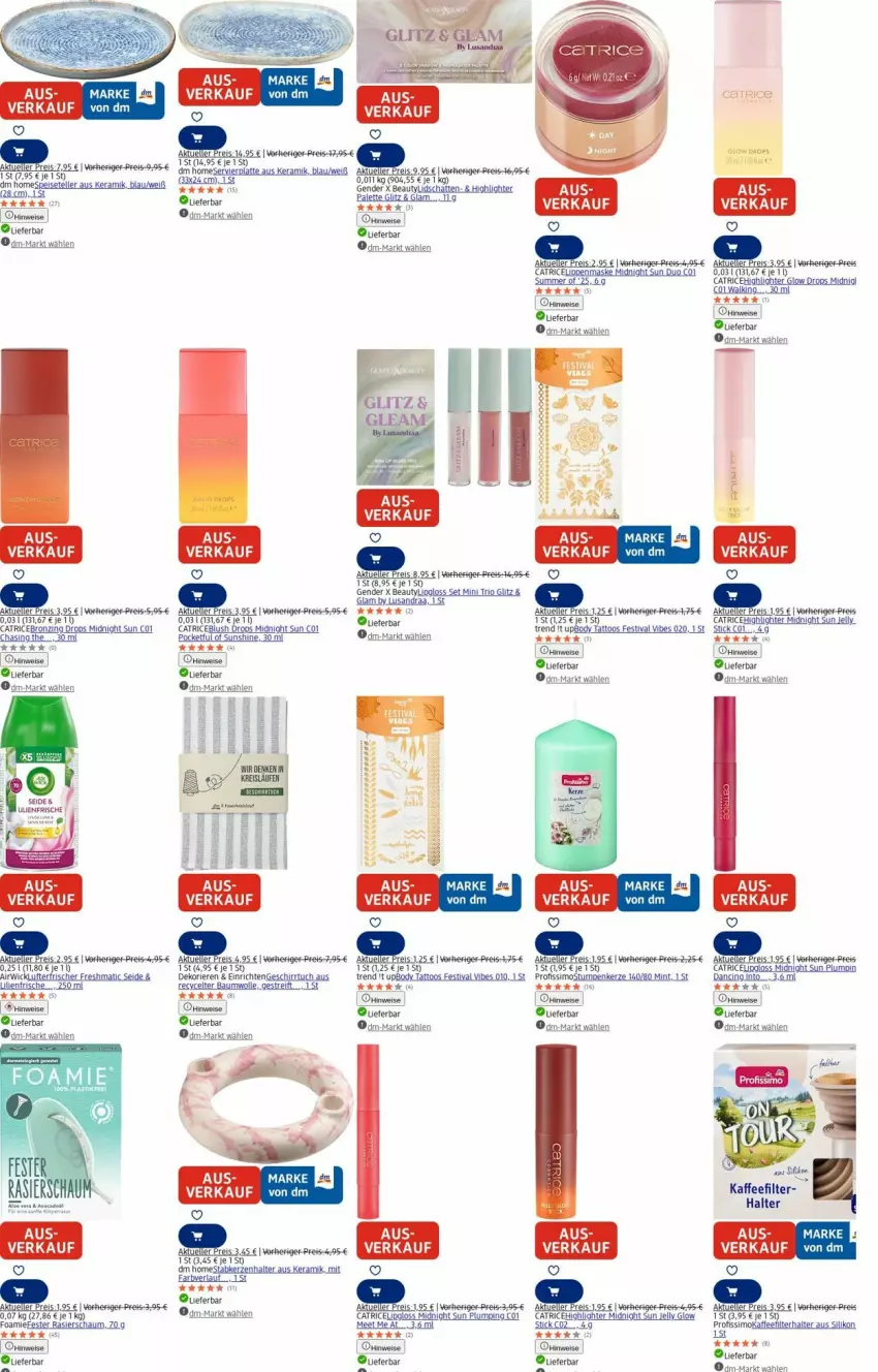 Aktueller Prospekt Dm Drogerie - Prospekte - von 04.08 bis 13.08.2025 - strona 1 - produkty: airwick, Bau, baumwolle, body, Brei, cin, eier, eis, elle, geschirr, geschirrtuch, hose, kaffee, kerze, latte, Lipgloss, lufterfrischer, mint, Palette, Profissimo, Rasierschaum, reis, rum, sim, Speiseteller, sunshine, teller, Ti, tuc, uhr, WICK, wolle