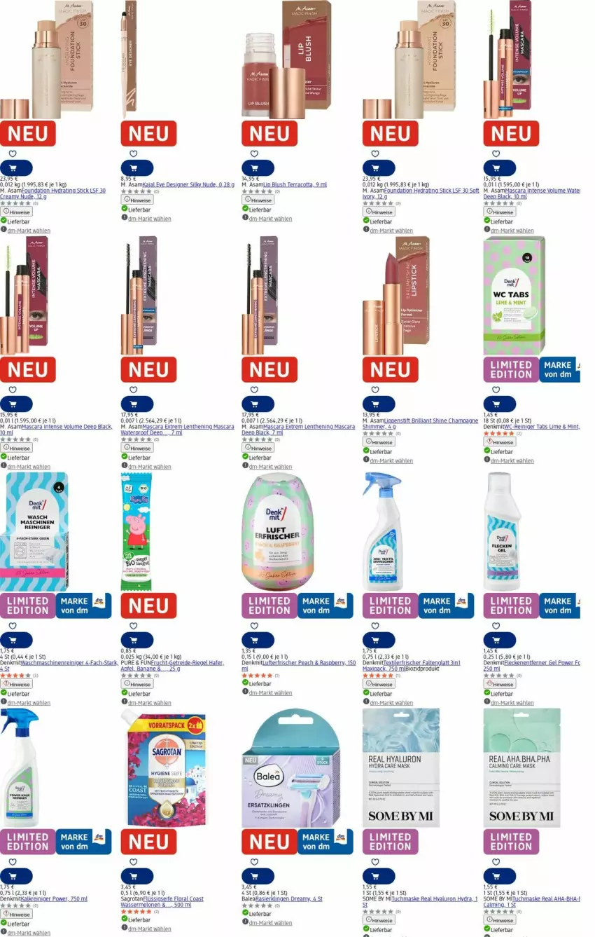 Aktueller Prospekt Dm Drogerie - Prospekte - von 04.08 bis 13.08.2025 - strona 21 - produkty: apfel, banane, bio, champagne, eier, eis, Finish, flüssigseife, hafer, hyaluron, Kalkreiniger, lack, Lippenstift, Lipstick, lufterfrischer, Mascara, maschinenreiniger, Maske, melone, melonen, mint, Rasierklinge, rasierklingen, raspberry, reiniger, Ria, riegel, sagrotan, Seife, tee, Ti, tuc, tuchmaske, waschmaschine, waschmaschinen, wasser, wassermelone, wassermelonen, wc-reiniger