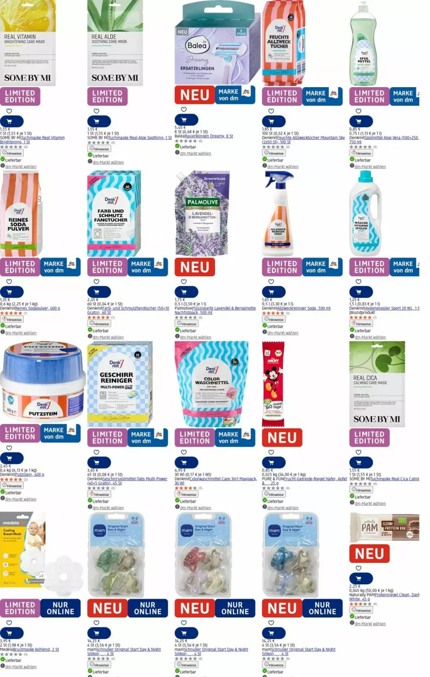 Aktueller Prospekt Dm Drogerie - Prospekte - von 04.08 bis 13.08.2025 - strona 22 - produkty: ACC, Allzwecktücher, aloe vera, apfel, Bergamotte, bio, brot, Cap, colorwaschmittel, eis, Fangtücher, flüssigseife, geschirr, geschirrspülmittel, gin, hafer, lavendel, mam, Maske, natur, natura, Rasierklinge, rasierklingen, reiniger, riegel, rum, Seife, Soda, Sport, spülmittel, tee, Ti, tuc, tücher, tuchmaske, uhr, vita, Vitamin B, waschmittel, weck, Yo