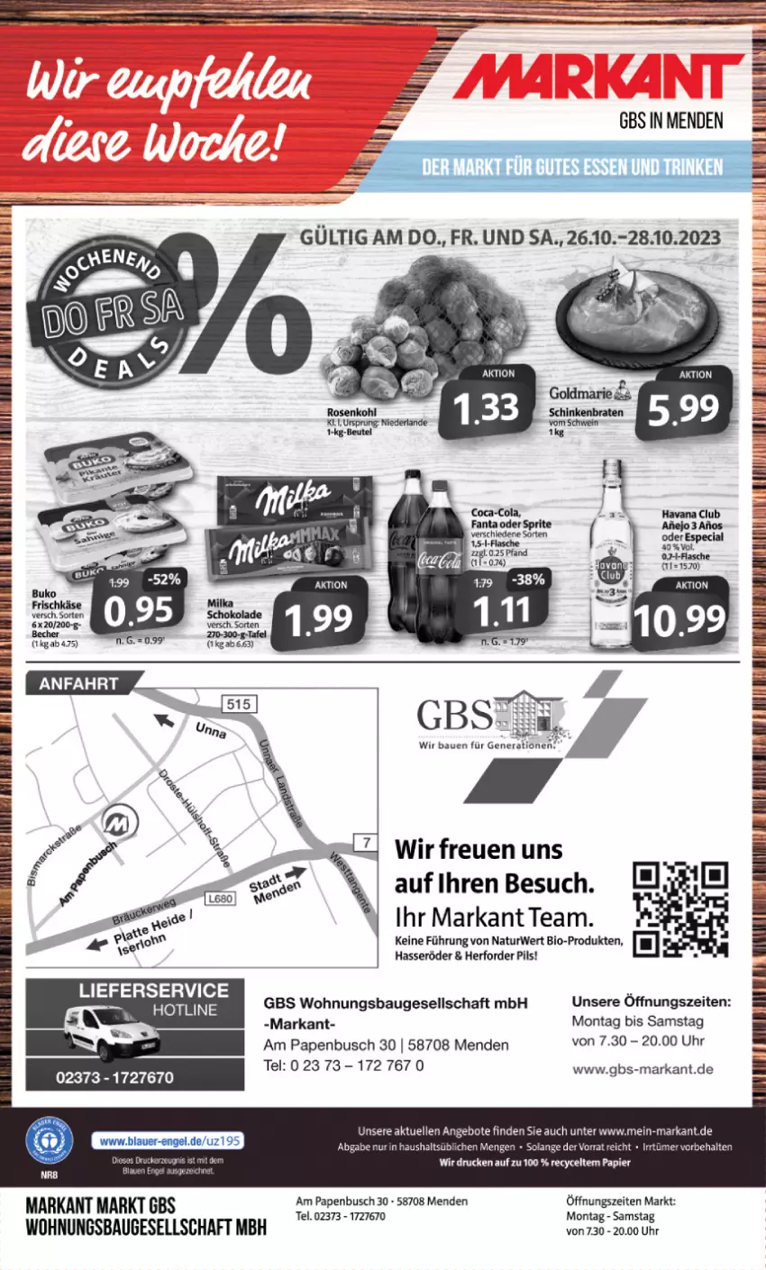 Aktueller Prospekt Markant - Prospekte - von 23.10 bis 28.10.2023 - strona 12 - produkty: angebot, angebote, Bau, bio, brot, eier, elle, fanta, fanta oder, hasseröder, lieferservice, natur, papier, pils, rwe, Ti, uhr