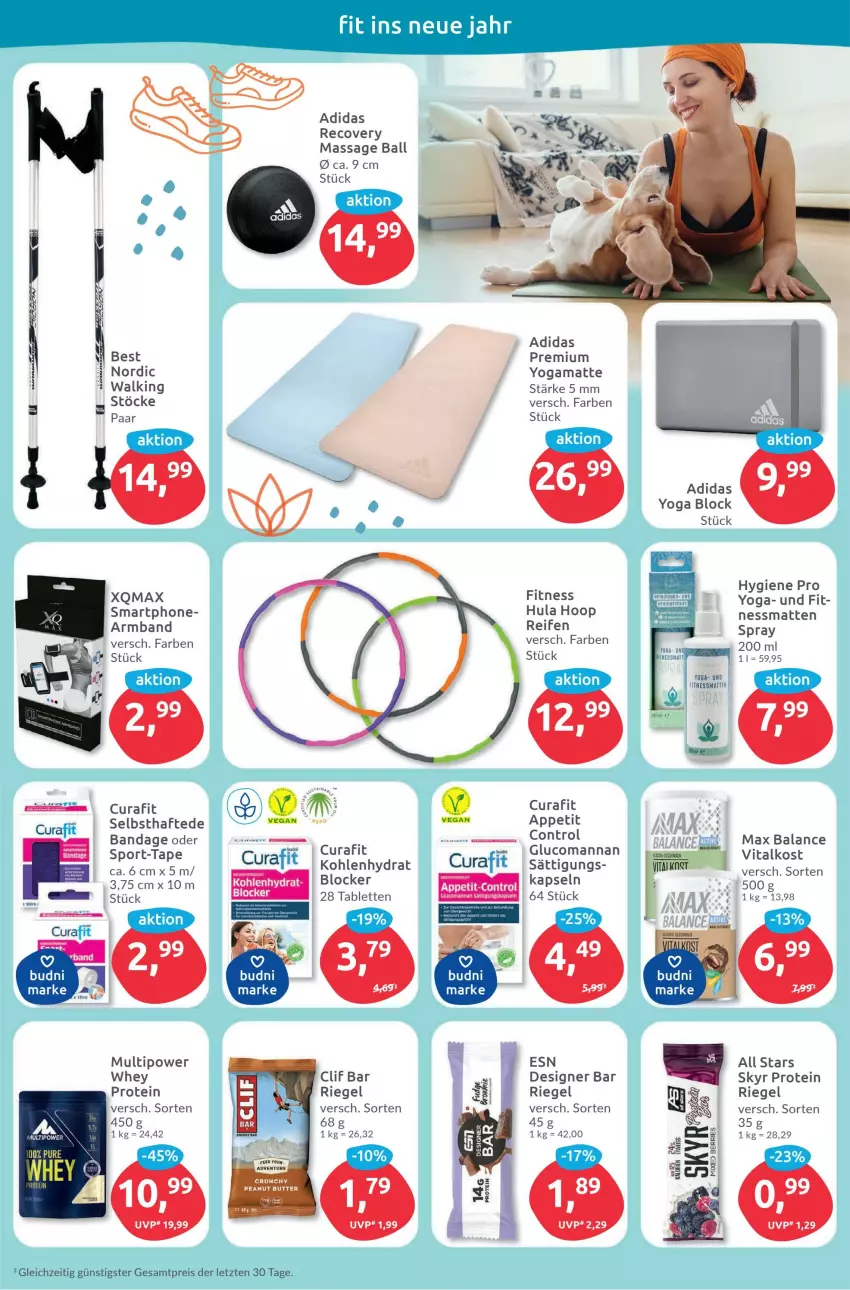 Aktueller Prospekt Budni - Prospekte - von 02.01 bis 07.01.2023 - strona 7 - produkty: Adidas, Armband, ball, eis, Hula Hoop, reifen, reis, riegel, Skyr, smartphone, Sport, tablet, tablett, Tablette, Ti, vita, Yo, ZTE