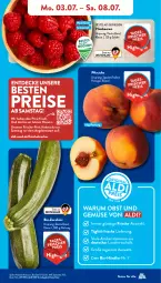 Gazetka promocyjna AldiSud - NÄCHSTE WOCHE - Gazetka - ważna od 08.07 do 08.07.2023 - strona 5 - produkty: aldi, angebot, beere, beeren, bio, Bio-Obst, bio-zucchini, decke, eis, elle, himbeer, himbeere, himbeeren, kracher, obst, Obst und Gemüse, pfirsich, pfirsiche, reis, rum, Schal, Schale, Ti, und gemüse, ZTE, zucchini