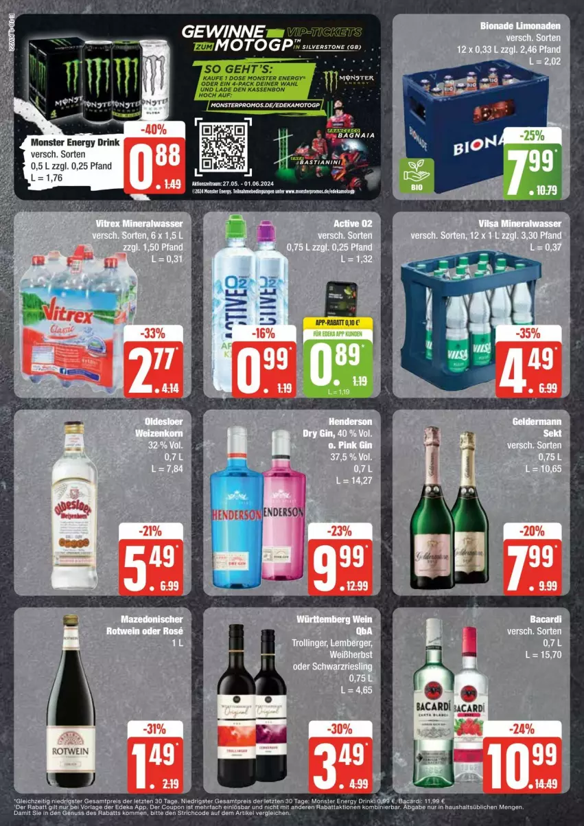 Aktueller Prospekt Edeka - Prospekte - von 25.05 bis 01.06.2024 - strona 18 - produkty: bacardi, coupon, deka, drink, eis, enders, energy drink, monster, Monster Energy, nuss, reis, Ti, ZTE