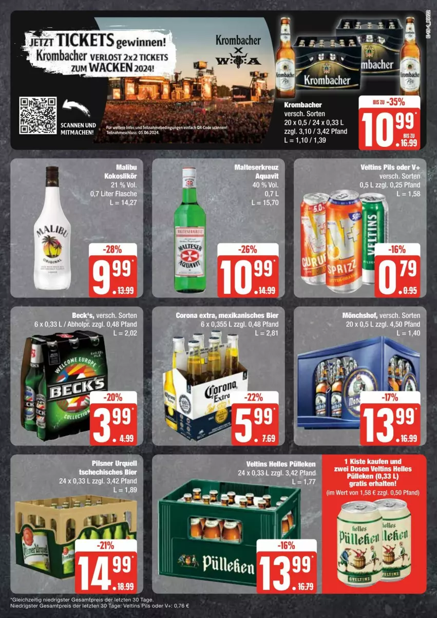 Aktueller Prospekt Edeka - Prospekte - von 25.05 bis 01.06.2024 - strona 19 - produkty: eis, elle, krombache, krombacher, pils, reis, Ti, veltins, ZTE