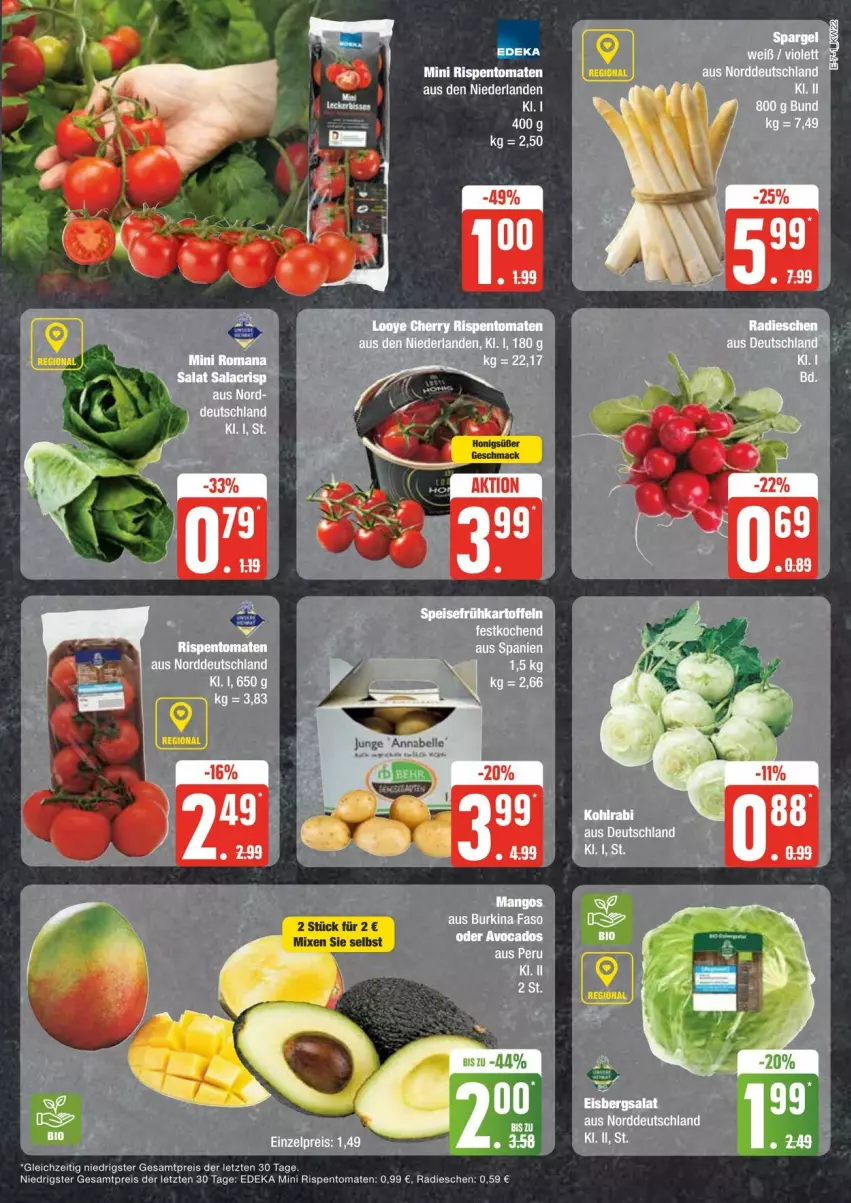 Aktueller Prospekt Edeka - Prospekte - von 25.05 bis 01.06.2024 - strona 7 - produkty: deka, eis, eisbergsalat, kohlrabi, LG, radieschen, reis, rispentomaten, salat, Ti, tomate, tomaten, ZTE