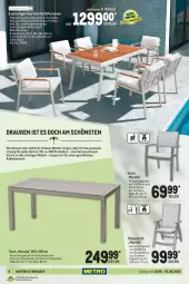 Gazetka promocyjna Metro - Garten und Terrasse - Gazetka - ważna od 01.06 do 01.06.2022 - strona 8 - produkty: aluminiumgestell, armlehnen, eis, esstisch, garnitur, Garten, gartenschlauch, Holz, HP, kissen, klappstuhl, latte, möbel, reis, rel, Ria, Rückenkissen, rückenlehne, schlauch, sessel, stuhl, Ti, tisch, tischplatte