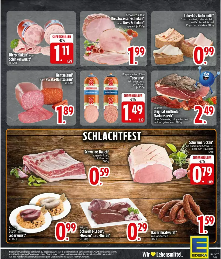 Aktueller Prospekt Edeka - Prospekte - von 24.03 bis 29.03.2025 - strona 17 - produkty: bio, eis, kirsch, lebensmittel, leberkäs, peperoni, Peroni, schinken, schnitten, senf, Speck, Ti, wasser