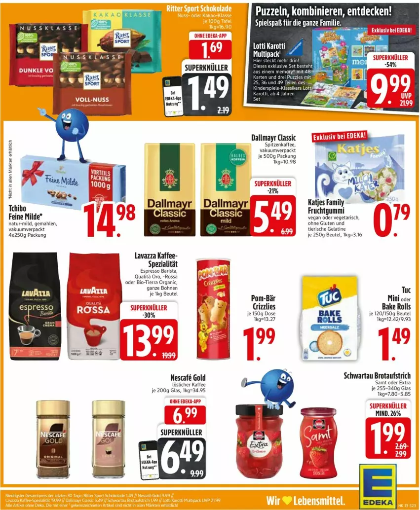 Aktueller Prospekt Edeka - Prospekte - von 24.03 bis 29.03.2025 - strona 25 - produkty: aufstrich, beutel, bio, bohne, bohnen, brot, brotaufstrich, dallmayr, decke, deka, espresso, frucht, fruchtgummi, gelatine, kaffee, katjes, lavazza, löslicher kaffee, natur, nescafe, pom-bär, Schwartau, Spezi, Ti, Vegeta