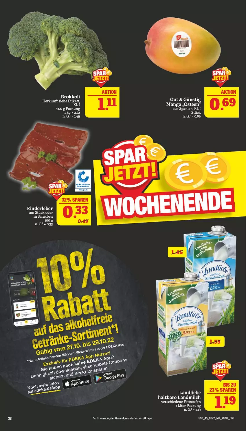 Aktueller Prospekt Marktkauf - Prospekt - von 23.10 bis 29.10.2022 - strona 38 - produkty: brokkoli, eis, landmilch, mango, milch, reis, tee, Ti, ZTE