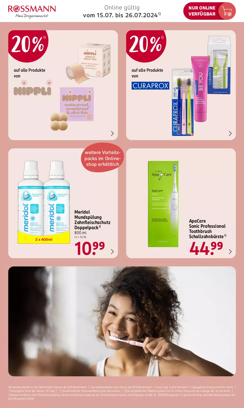 Aktueller Prospekt Rossmann - Prospekte - von 15.07 bis 26.07.2024 - strona 3 - produkty: angebot, angebote, bürste, eis, elle, fleisch, LG, meridol, mundspülung, ndk, reis, Schal, schallzahnbürste, spülung, teller, Ti, versandkostenfrei, wedel, zahnbürste, ZTE