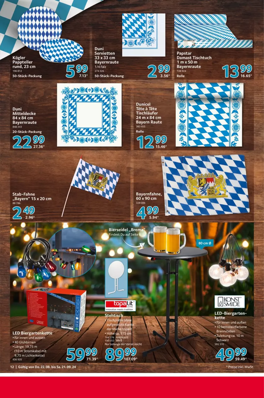 Aktueller Prospekt Selgros - O'zapft is - von 22.08 bis 21.09.2024 - strona 12 - produkty: bier, Birnen, duni, eis, elle, Garten, Kette, Läufer, lichterkette, reis, Serviette, servietten, Ti, tisch, tischläufer, tuc, ZTE