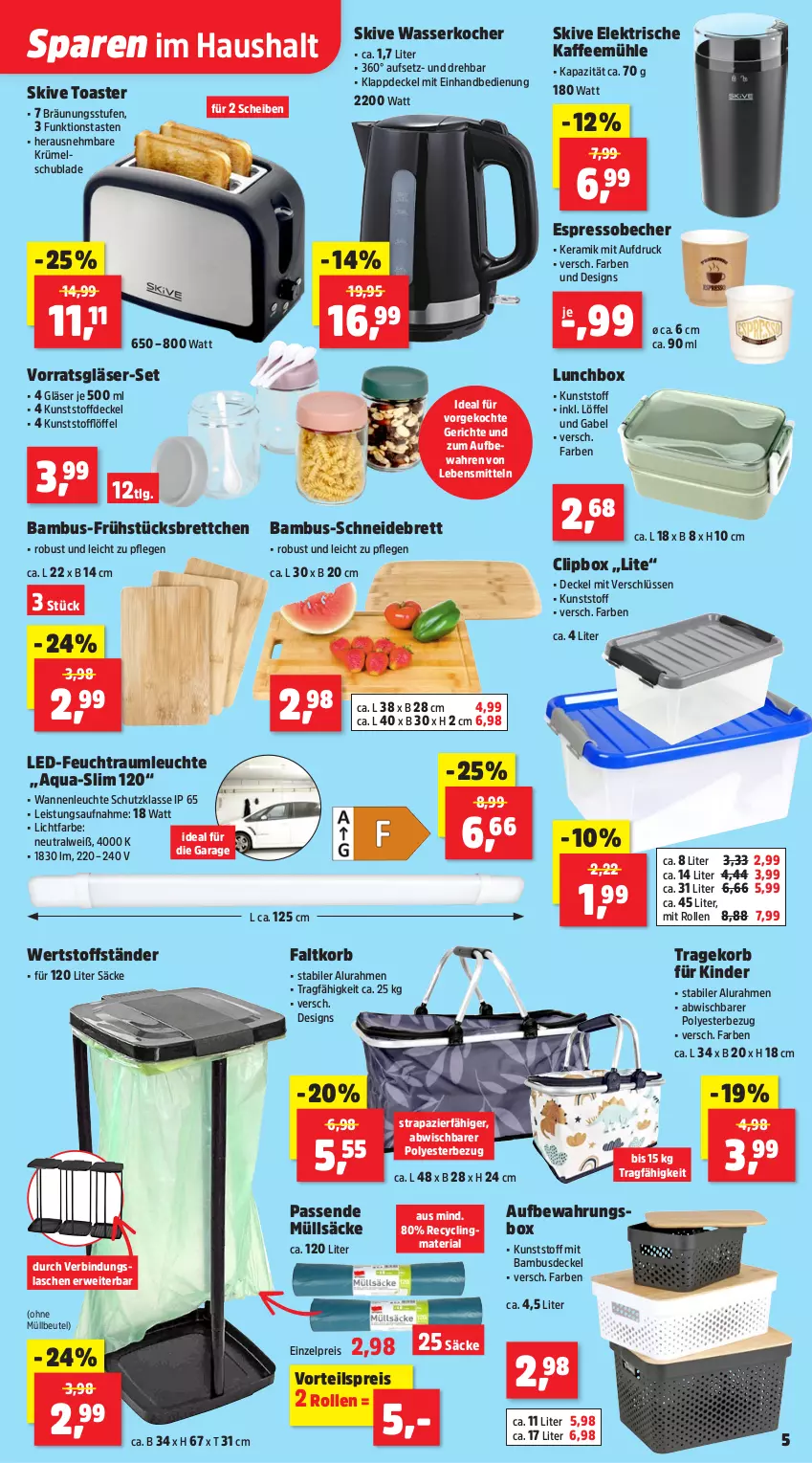 Aktueller Prospekt Thomas Philipps - von 26.01 bis 31.01.2026 - strona 5 - produkty: aqua, aufbewahrungsbox, bambus, Becher, beutel, Brettchen, Clin, decke, Deckel, eis, espresso, Faltkorb, gabel, Gläser, kaffee, Kaffeemühle, Kinder, Kocher, korb, lebensmittel, Leuchte, LG, Löffel, lunchbox, müllbeutel, recyclingmaterial, reis, Ria, rwe, schneidebrett, Ti, toast, toaster, vorteilspreis, Wanne, wasser, wasserkocher