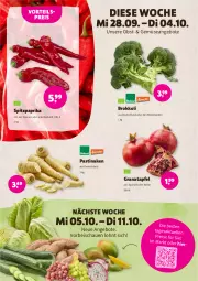 Gazetka promocyjna Denns Biomarkt - Prospekte - Gazetka - ważna od 11.10 do 11.10.2022 - strona 2 - produkty: angebot, angebote, apfel, asti, brokkoli, eis, elle, grana, granatapfel, obst, paprika, Rana, reis, Spitzpaprika, Ti, vorteilspreis
