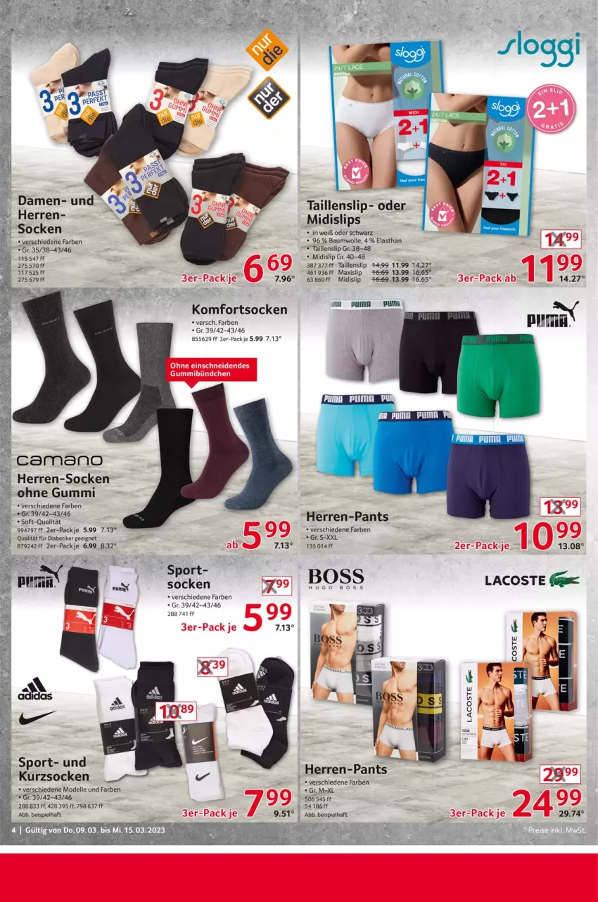 Aktueller Prospekt Selgros - Nonfood - von 09.03 bis 15.03.2023 - strona 4 - produkty: acer, Bau, baumwolle, boss, dell, eis, elle, herren-pants, herren-socken, hugo, hugo boss, Lacoste, Mode, Pants, puma, slip, slips, socken, Sport, Taillenslip, Ti, wolle, Yo