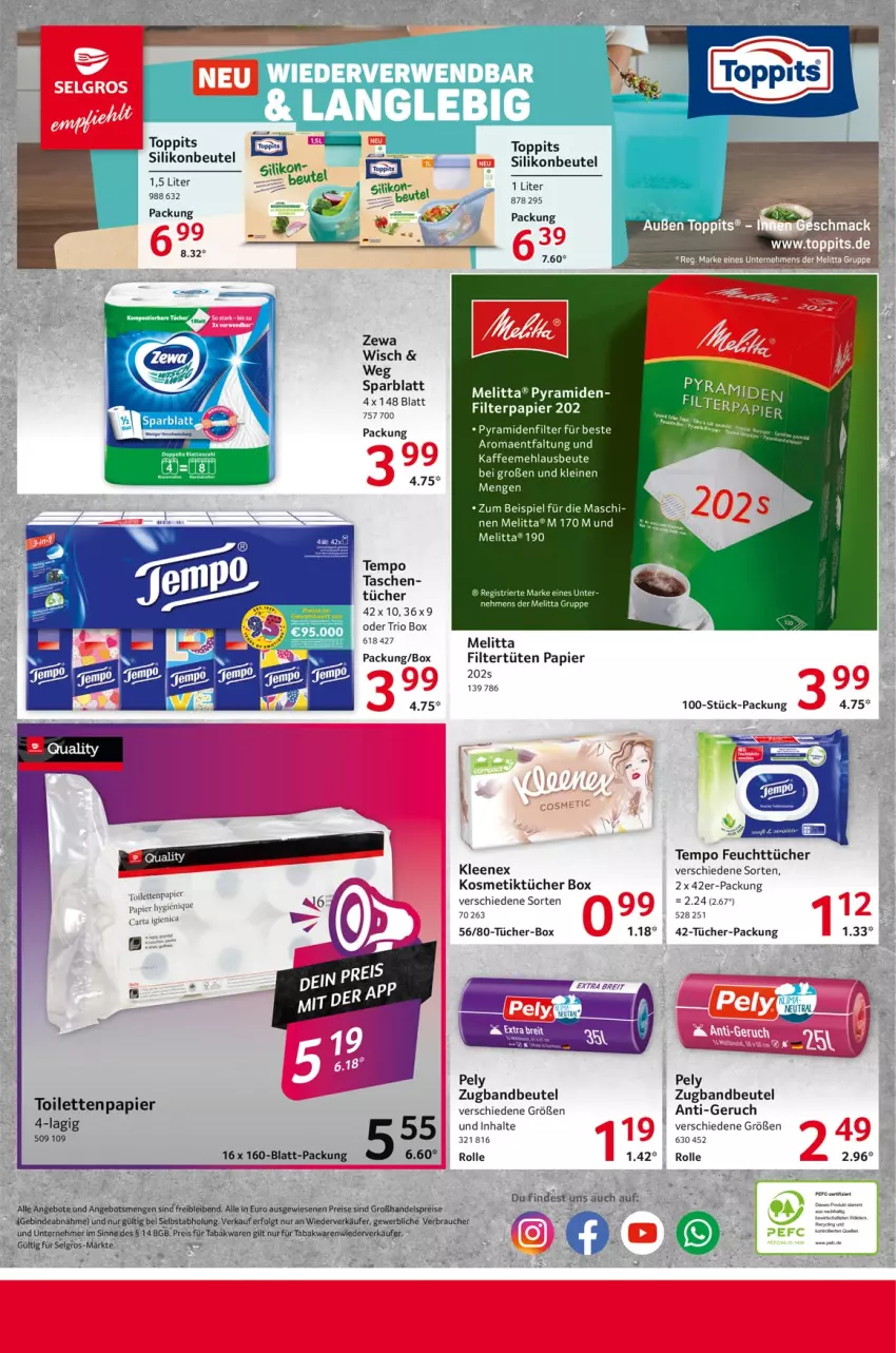 Aktueller Prospekt Selgros - Food - von 06.02 bis 12.02.2025 - strona 24 - produkty: angebot, angebote, beutel, Brei, eis, feuchttücher, kaffee, kosmetik, Kosmetiktücher, LG, mehl, melitta, papier, pely, Rauch, reis, rwe, Tasche, taschen, Tempo, Ti, toilettenpapier, toppits, tücher, Tüte, usb, zewa