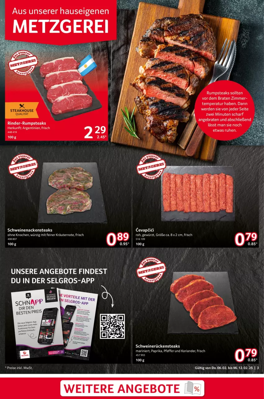 Aktueller Prospekt Selgros - Food - von 06.02 bis 12.02.2025 - strona 3 - produkty: angebot, angebote, braten, eis, erde, gewürz, Koriander, kräuter, kräutern, LG, Nackensteak, nackensteaks, paprika, pfeffer, reis, Ria, rind, rinder, rinder-rumpsteak, Rückensteak, rückensteaks, rum, rumpsteak, schwein, schweine, schweinenacken, schweinerücken, steak, steaks, Ti, wein, weine