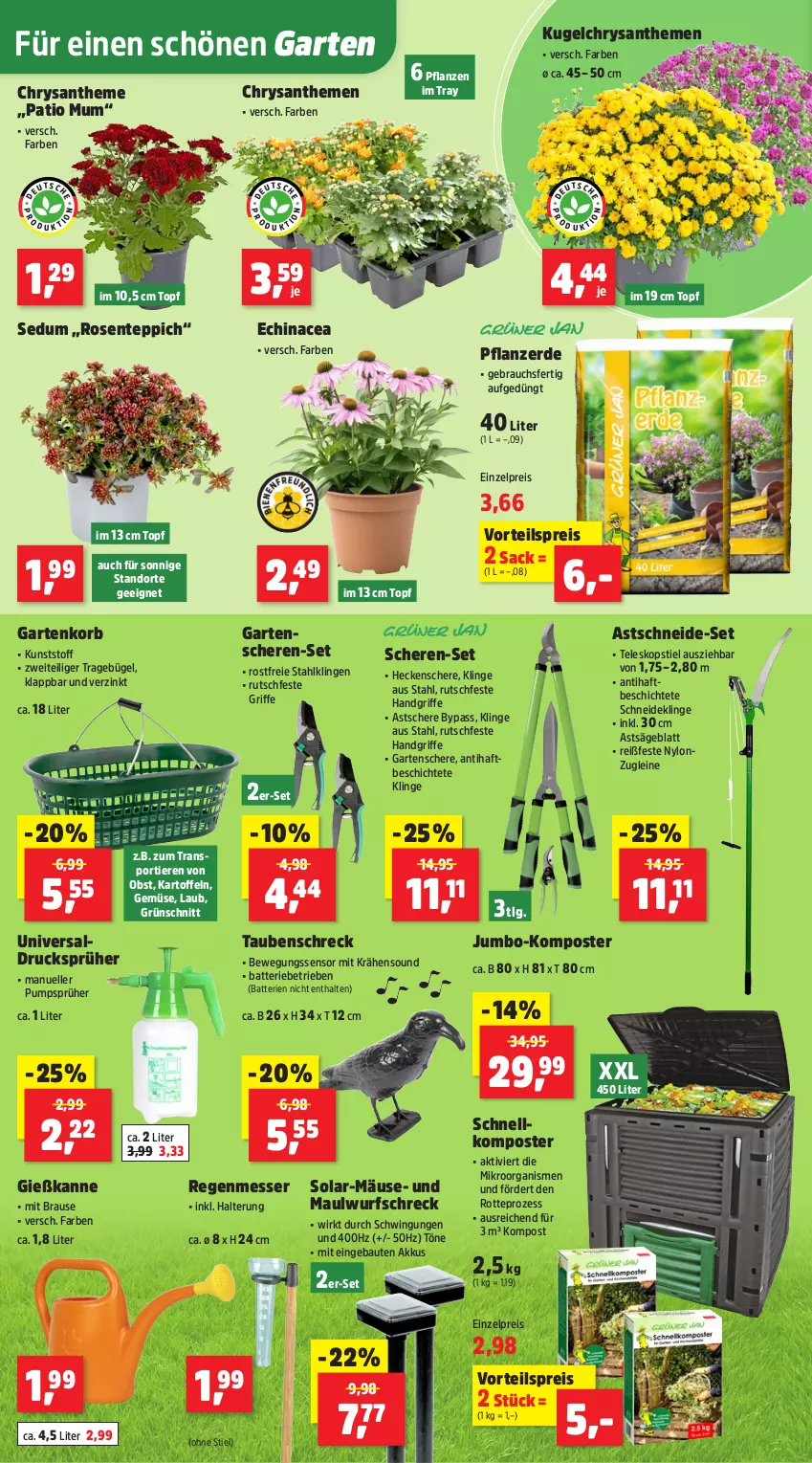 Aktueller Prospekt Thomas Philipps - von 04.08 bis 09.08.2025 - strona 2 - produkty: akku, batterie, batterien, Bau, Bewegungssensor, brause, bügel, chrysanthemen, Echinacea, eis, elle, ente, erde, Garten, Gartenschere, Gießkanne, heckenschere, jumbo, kartoffel, kartoffeln, Komposter, korb, Kugel, leine, LG, messer, obst, pflanze, pflanzen, pflanzerde, Rauch, reis, rosen, sac, säge, Schere, Sport, Teleskop, teleskopstiel, teppich, tepro, Ti, Tiere, topf, vorteilspreis