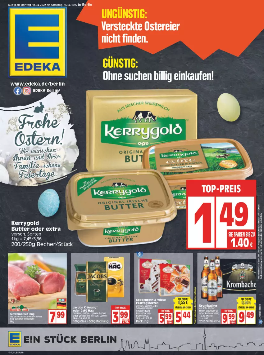 Aktueller Prospekt Edeka - Angebote der Woche - von 11.04 bis 16.04.2022 - strona 1 - produkty: angebot, Becher, butter, deka, eier, eis, ente, kerrygold, reis, Ti, top-preis