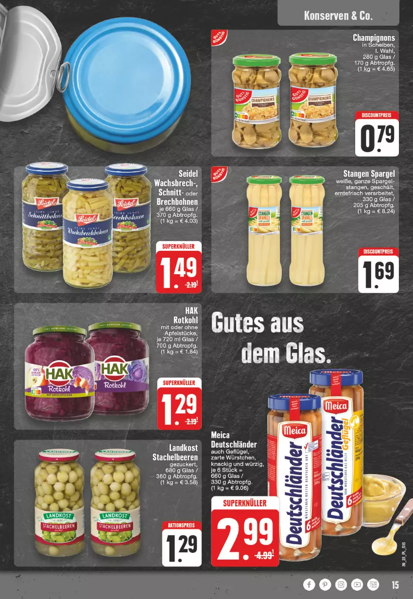 Aktueller Prospekt E Center - Angebote der Woche - von 25.09 bis 30.09.2023 - strona 15 - produkty: beere, beeren, champignon, champignons, discount, eis, Geflügel, Konserven, meica, ndk, reis, rotkohl, spargel, Stachelbeeren, Ti, würstchen, zucker