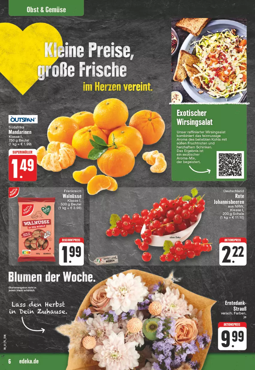 Aktueller Prospekt E Center - Angebote der Woche - von 25.09 bis 30.09.2023 - strona 6 - produkty: aktionspreis, angebot, beere, beeren, blume, blumen, eis, frucht, johannisbeere, Johannisbeeren, mandarine, mandarinen, nuss, obst, reis, salat, Schal, Schale, schinken, tee, Ti, tisch, Wirsing