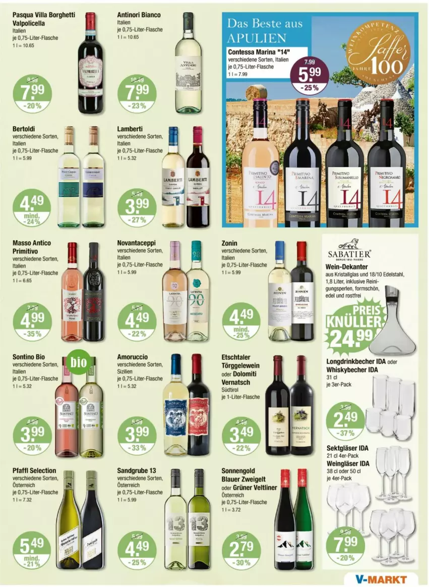 Aktueller Prospekt Vmarkt - Prospekte - von 30.05 bis 04.06.2025 - strona 13 - produkty: Amber, auer, Becher, bio, blauer zweigelt, drink, edelstahl, flasche, Gläser, grüner veltliner, je 1-liter-flasche, LG, perlen, primitivo, sekt, Ti, Valpolicella, wein, Weingläser, whisky, Whiskybecher, zonin, Zweigelt