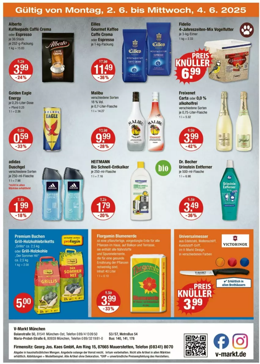 Aktueller Prospekt Vmarkt - Prospekte - von 30.05 bis 04.06.2025 - strona 24 - produkty: Adidas, alkohol, alle artikel ohne dekoration, angebot, angebote, auer, Becher, bio, briketts, caffe, dekoration, dell, duschgel, eimer, eis, elle, entkalker, espresso, flasche, freixenet, grill, grill-holzkohle, heitmann, Holz, holzkohle, kaes, kaffee, LG, Malibu, Metro, Mode, obst, oder espresso, reis, Ria, ring, telefon, teller, Ti, Vogelfutter