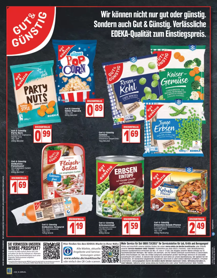 Aktueller Prospekt Edeka - Angebote der Woche - von 11.07 bis 16.07.2022 - strona 16 - produkty: angebot, angebote, Becher, bett, beutel, deka, discount, eintopf, eis, elle, ente, erbsen, erdnüsse, fleisch, fleischsalat, gurke, gurken, küche, Küchen, LG, Liege, papier, pfanne, popcorn, Rauch, reis, rel, salat, Speck, tee, teewurst, telefon, Ti, topf, uhr, wurst