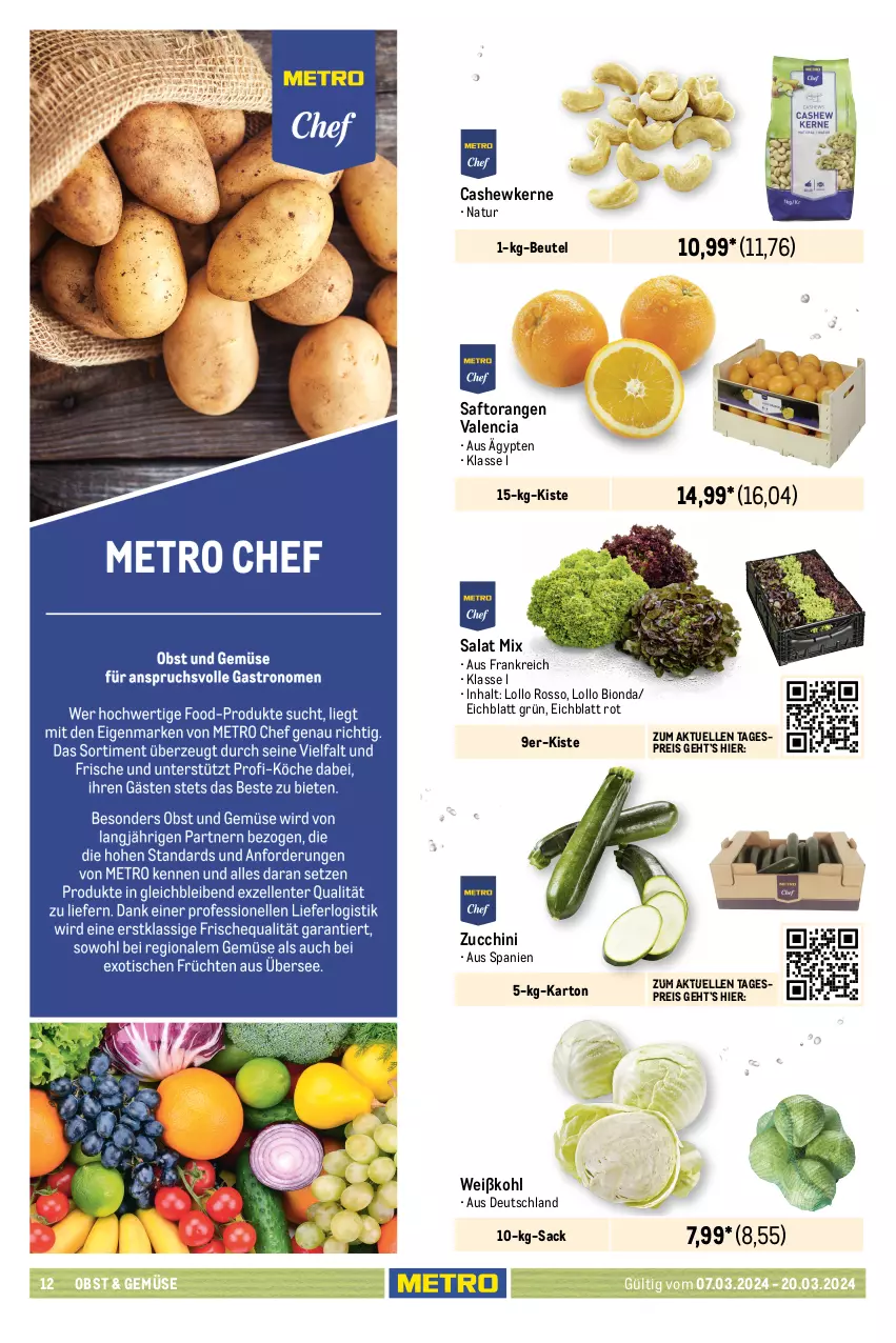 Aktueller Prospekt Metro - Gastro Journal - von 07.03 bis 20.03.2024 - strona 12 - produkty: apfel, auer, backwaren, beere, beeren, beutel, bio, butter, Cashew, cashewkerne, creme, eis, eiscreme, elle, erdbeere, erdbeeren, frucht, himbeer, himbeere, himbeeren, küche, Küchen, Metro, natur, nero, nestlé, nestlé schöller, obst, orange, orangen, reis, sac, saft, Saftorangen, salat, schnitten, Schöller, Tartufo, Ti, tiefkühlkost, torte, Weißkohl, zucchini