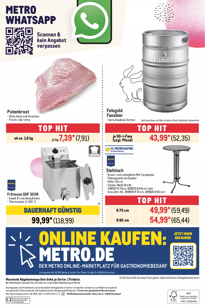 Aktueller Prospekt Metro - Gastro Journal - von 07.03 bis 20.03.2024 - strona 40 - produkty: abholpreise, angebot, angebote, auer, bier, eis, fritteuse, getränk, getränke, HP, ilag, latte, Metro, metro gastro, Palette, pute, putenbrust, Rauch, reis, Ria, rwe, sattel, thermostat, Ti, tisch, tischplatte