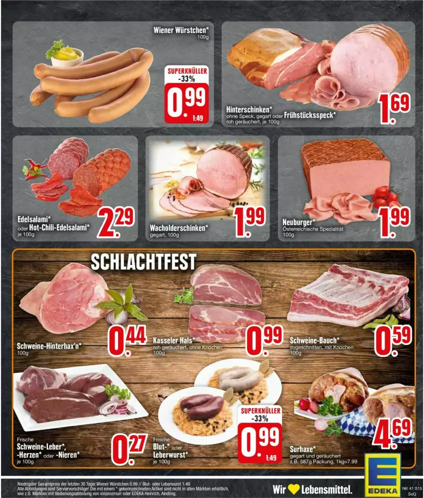 Aktueller Prospekt Edeka - Prospekte - von 07.10 bis 12.10.2024 - strona 17 - produkty: axe, chili, Edelsalami, eis, Haxe, lebensmittel, leberwurst, reis, salami, Spezi, Ti, wiener, wiener würstchen, wurst, würstchen, ZTE