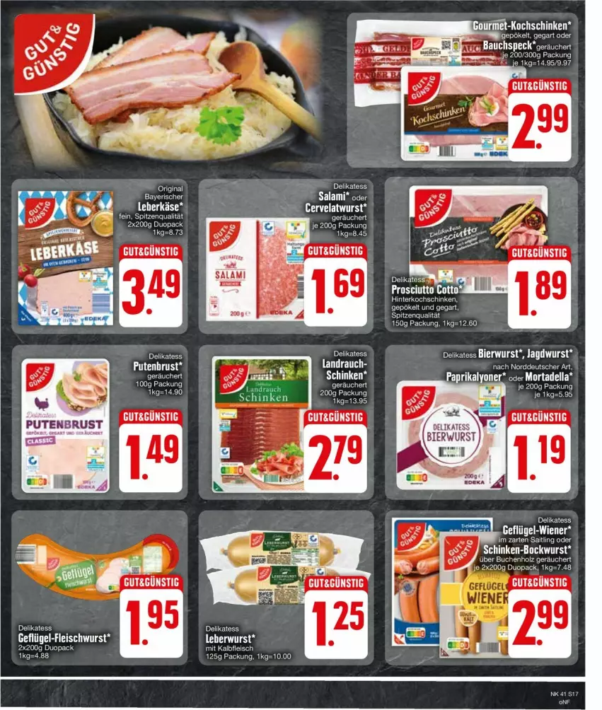 Aktueller Prospekt Edeka - Prospekte - von 07.10 bis 12.10.2024 - strona 19 - produkty: Bau, dell, eier, eis, Käse, leberkäs, leberkäse, mortadella, Rauch, rwe, salami, schinken, Speck, spitzenqualität, tee, Ti